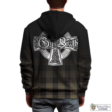 Dunlop Hunting Tartan Hoodie Featuring Alba Gu Brath Family Crest Celtic Inspired