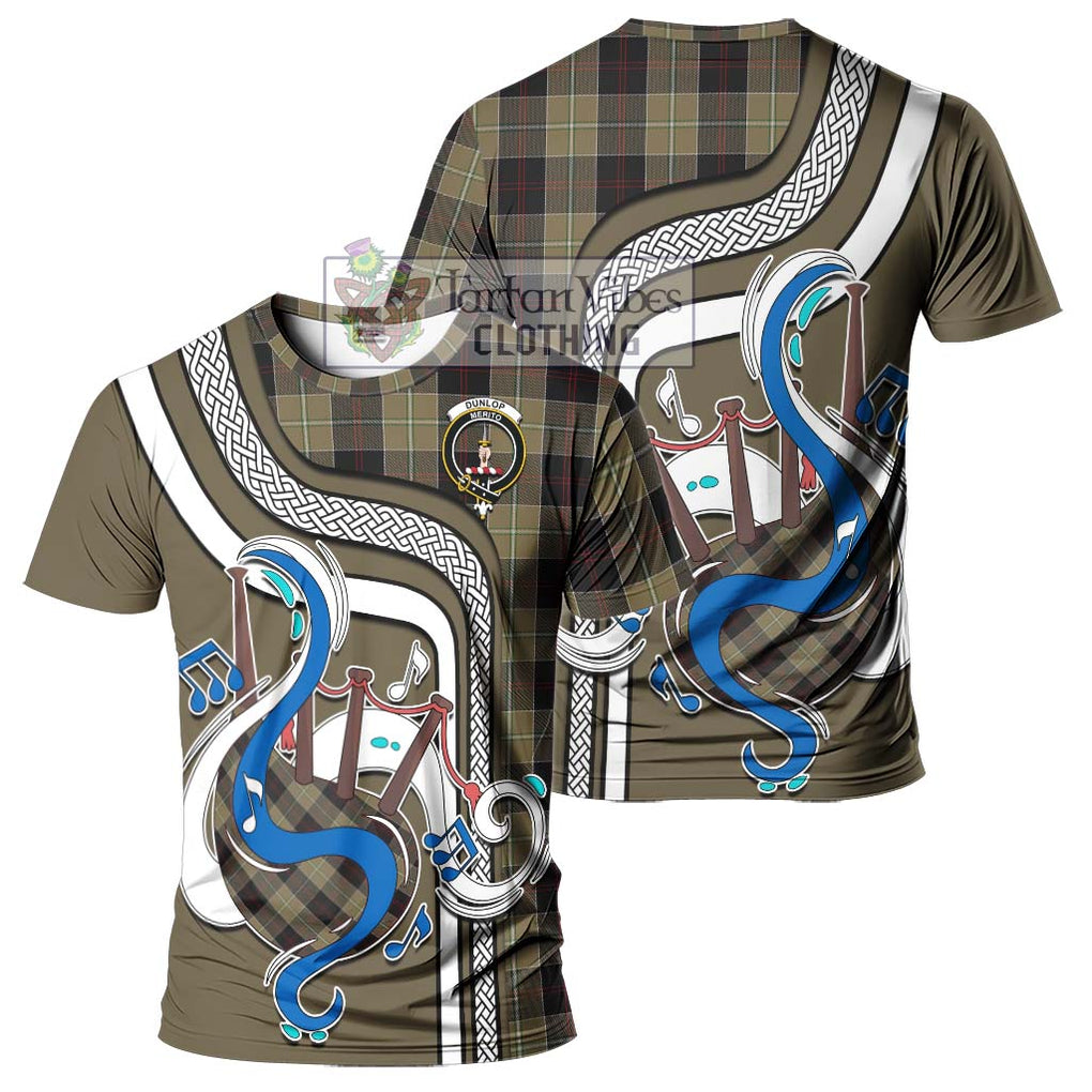 Dunlop Hunting Tartan T-Shirt with Epic Bagpipe Style - Tartanvibesclothing Shop