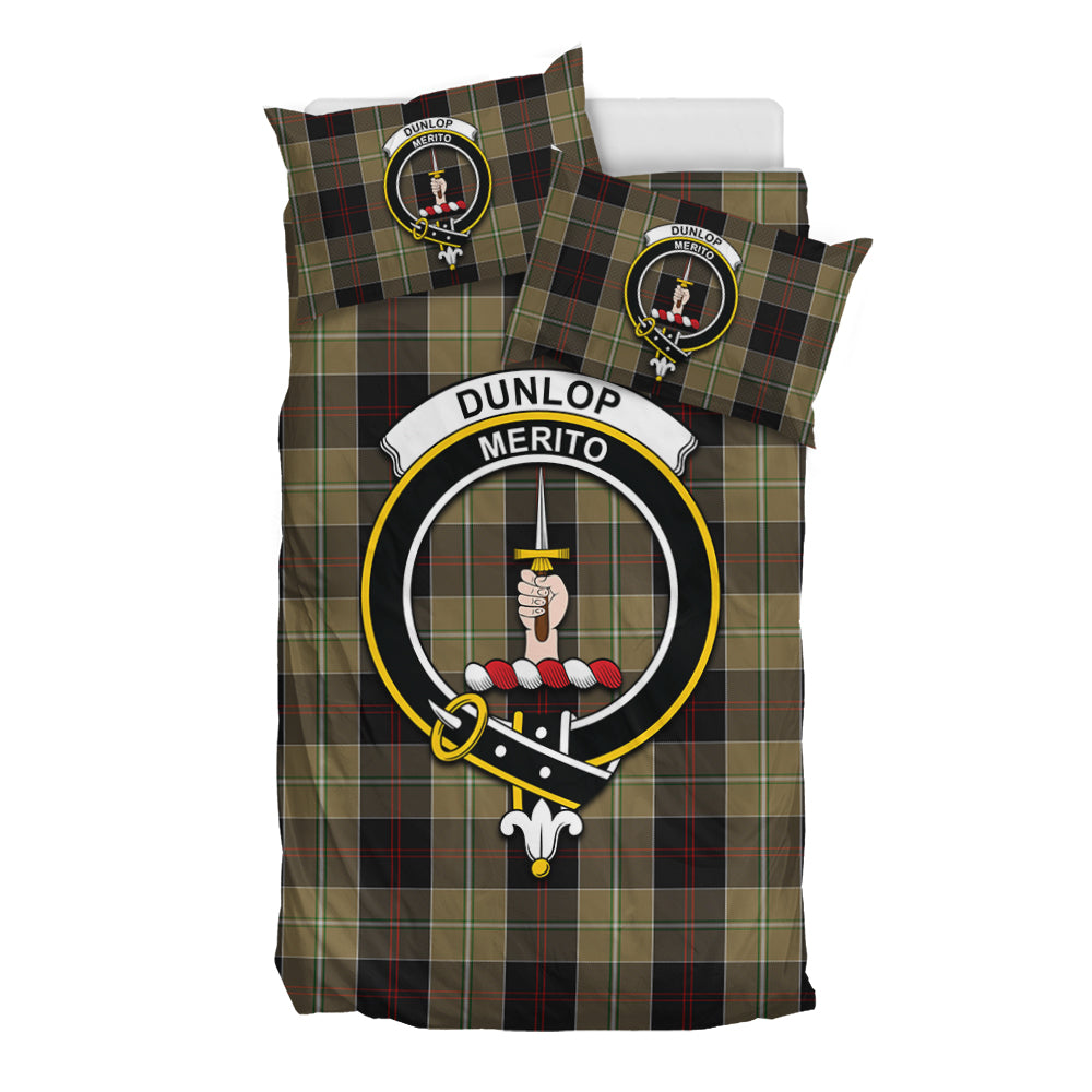 Dunlop Hunting Tartan Bedding Set with Family Crest - Tartan Vibes Clothing