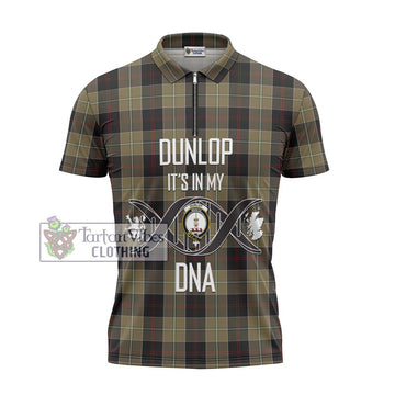 Dunlop Hunting Tartan Zipper Polo Shirt with Family Crest DNA In Me Style