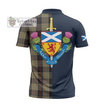 Dunlop Hunting Tartan Zipper Polo Shirt Alba with Scottish Lion Royal Arm Half Style