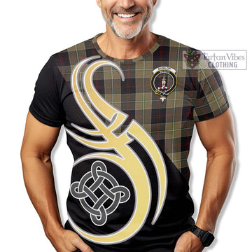 Dunlop Hunting Tartan T-Shirt with Family Crest and Celtic Symbol Style