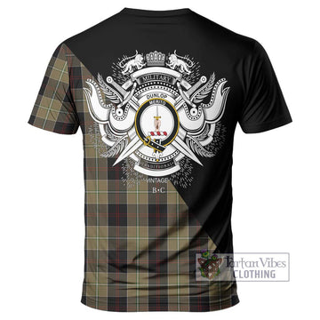 Dunlop Hunting Tartan T-Shirt with Family Crest and Military Logo Style