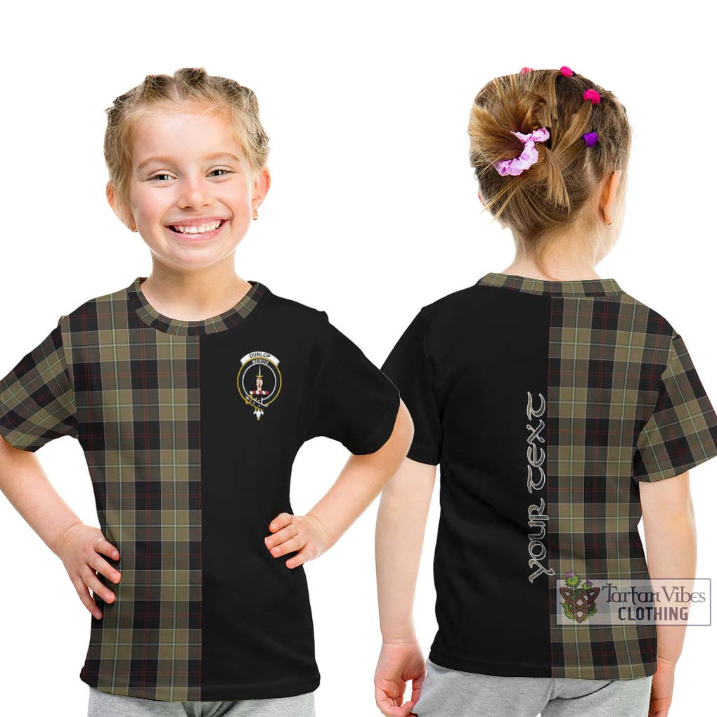 Dunlop Hunting Tartan Kid T-Shirt with Family Crest and Half Of Me Style - Tartanvibesclothing Shop