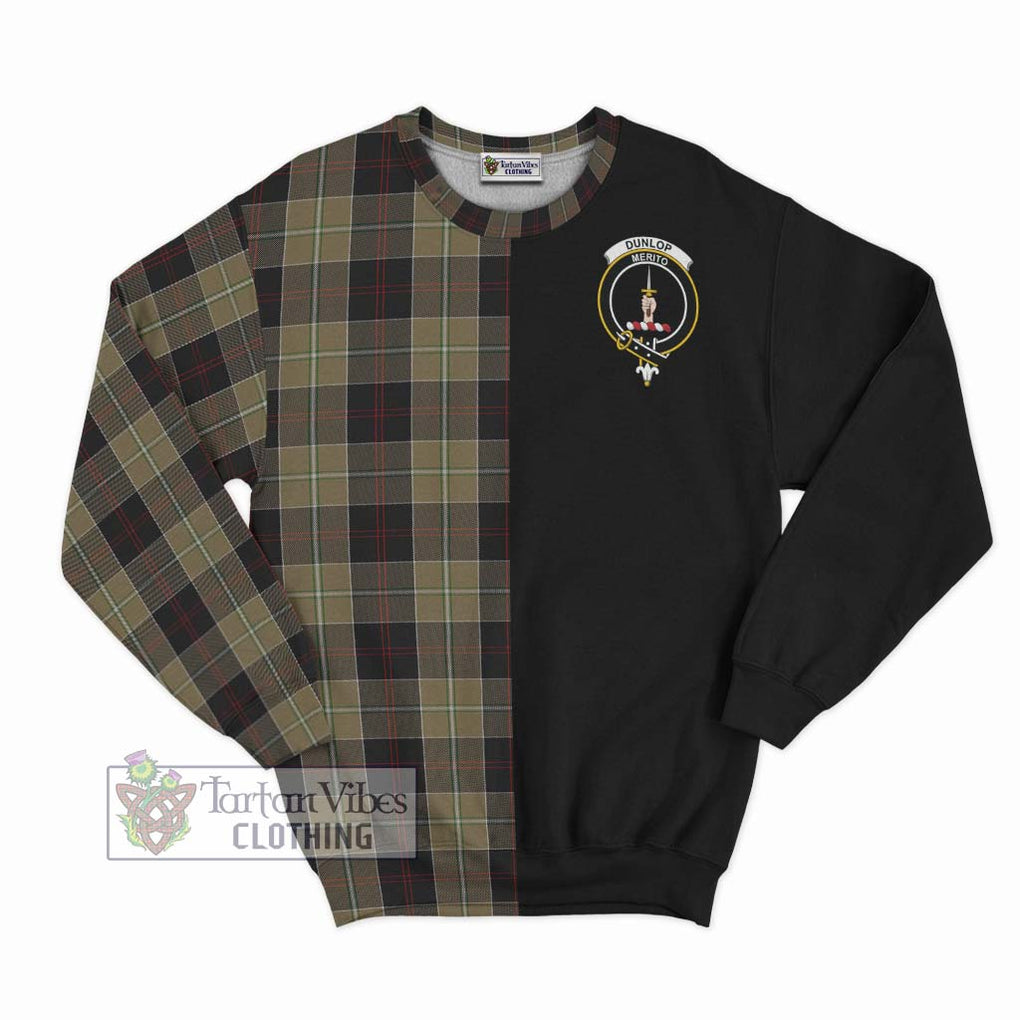 Dunlop Hunting Tartan Sweatshirt with Family Crest and Half Of Me Style - Tartanvibesclothing Shop