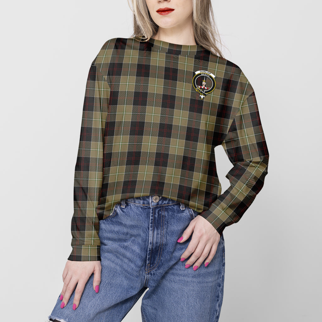 Dunlop Hunting Tartan Sweatshirt with Family Crest - Tartan Vibes Clothing