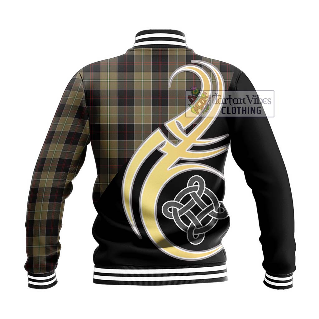 Dunlop Hunting Tartan Baseball Jacket with Family Crest and Celtic Symbol Style - Tartan Vibes Clothing