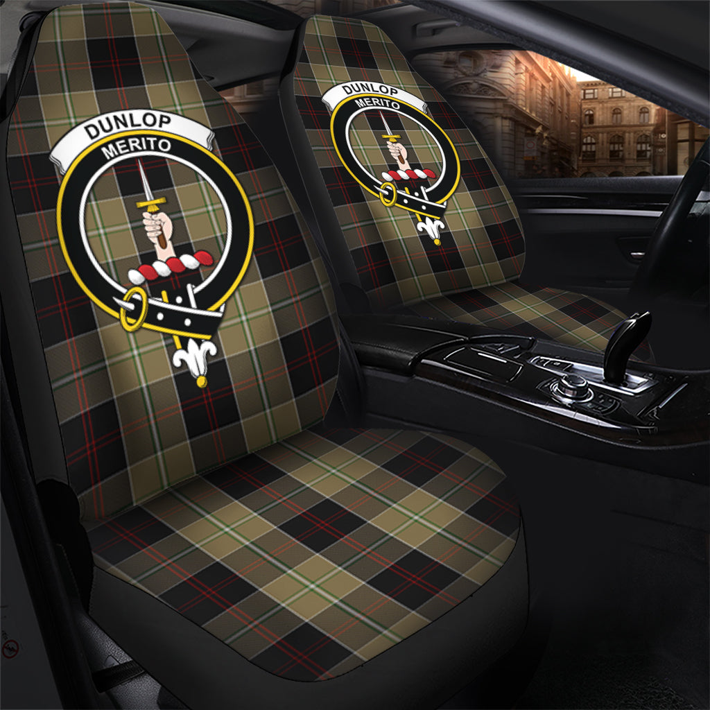 Dunlop Hunting Tartan Car Seat Cover with Family Crest - Tartanvibesclothing