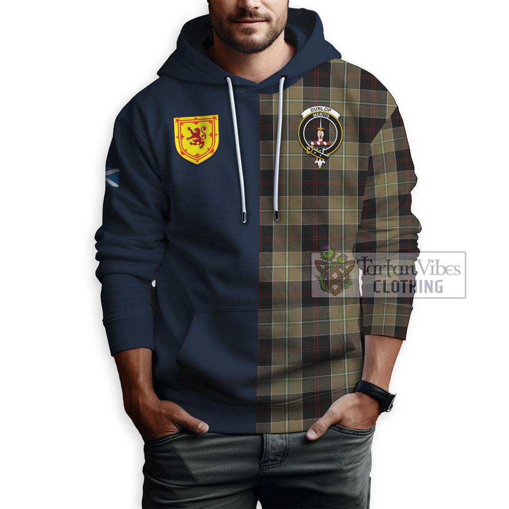 Tartan Vibes Clothing Dunlop Hunting Tartan Hoodie with Scottish Lion Royal Arm Half Style