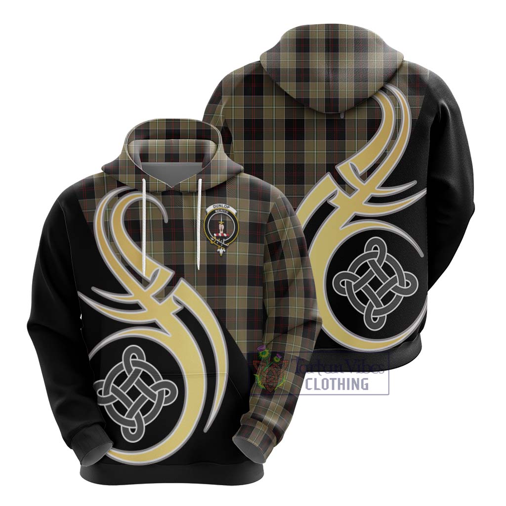 Dunlop Hunting Tartan Hoodie with Family Crest and Celtic Symbol Style - Tartan Vibes Clothing