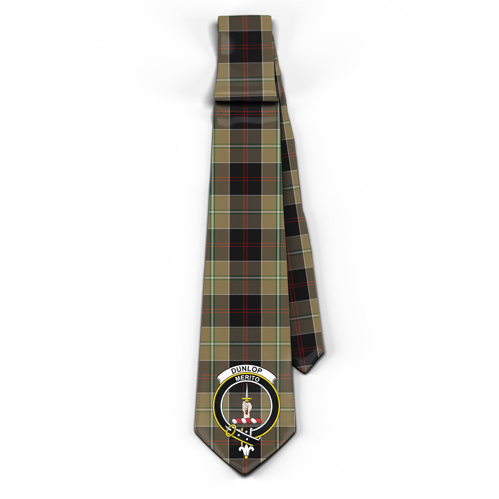 Dunlop Hunting Tartan Classic Necktie with Family Crest - Tartan Vibes Clothing