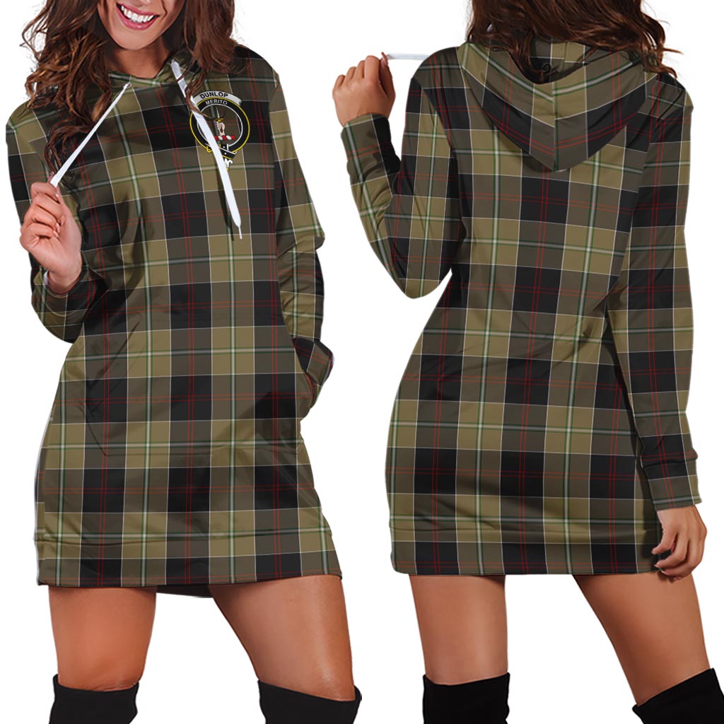 Dunlop Hunting Tartan Hoodie Dress with Family Crest - Tartan Vibes Clothing