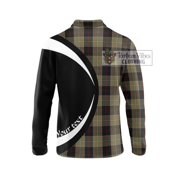 Dunlop Hunting Tartan Long Sleeve Polo Shirt with Family Crest Circle Style