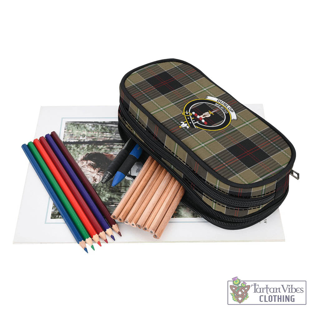 Tartan Vibes Clothing Dunlop Hunting Tartan Pen and Pencil Case with Family Crest