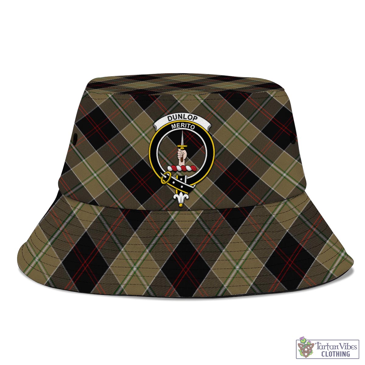 Tartan Vibes Clothing Dunlop Hunting Tartan Bucket Hat with Family Crest