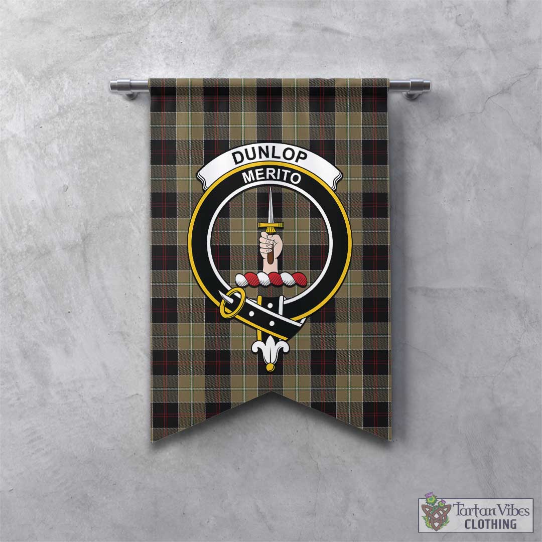 Tartan Vibes Clothing Dunlop Hunting Tartan Gonfalon, Tartan Banner with Family Crest