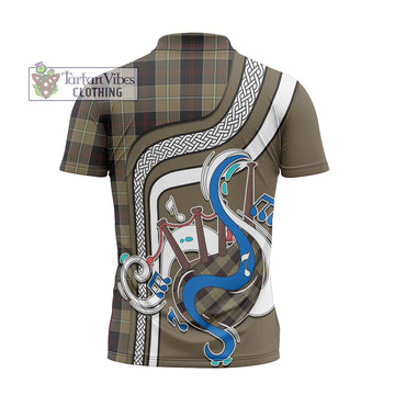 Dunlop Hunting Tartan Zipper Polo Shirt with Epic Bagpipe Style