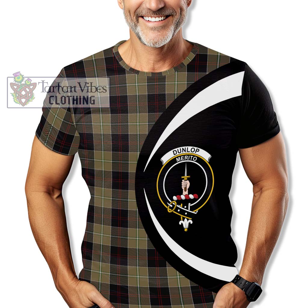 Tartan Vibes Clothing Dunlop Hunting Tartan T-Shirt with Family Crest Circle Style