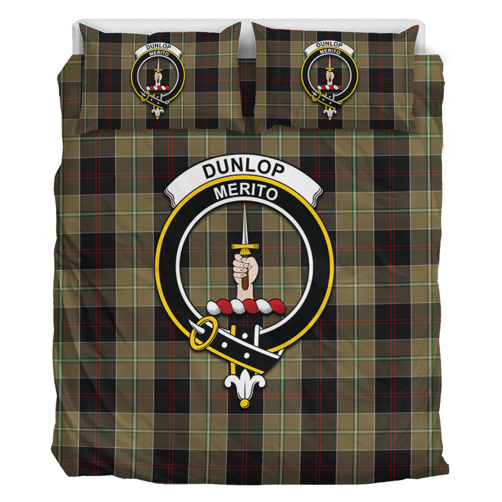 Dunlop Hunting Tartan Bedding Set with Family Crest - Tartan Vibes Clothing