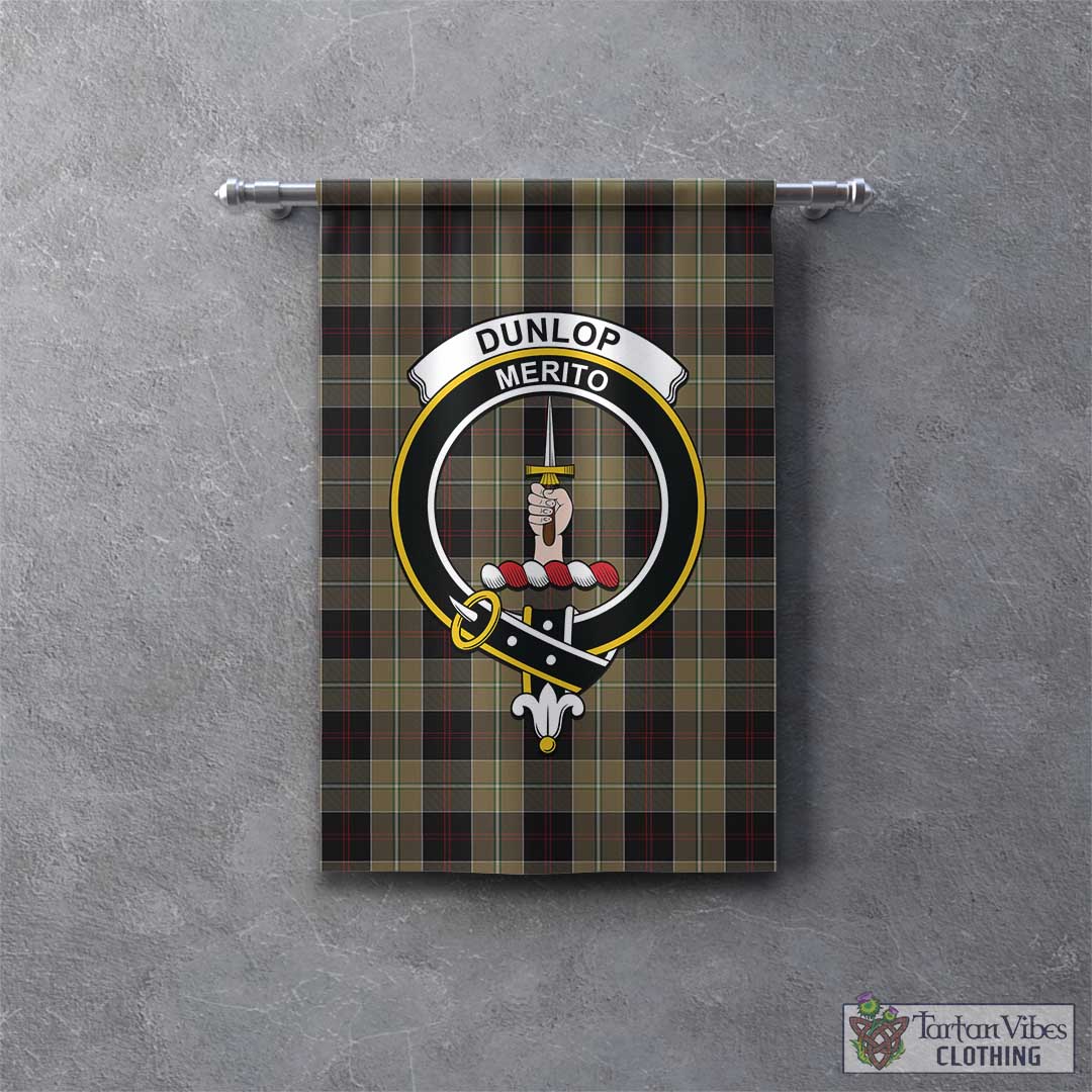 Tartan Vibes Clothing Dunlop Hunting Tartan Gonfalon, Tartan Banner with Family Crest