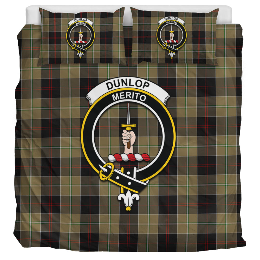 Dunlop Hunting Tartan Bedding Set with Family Crest UK Bedding Set UK Super King 104*94 inch - Tartan Vibes Clothing