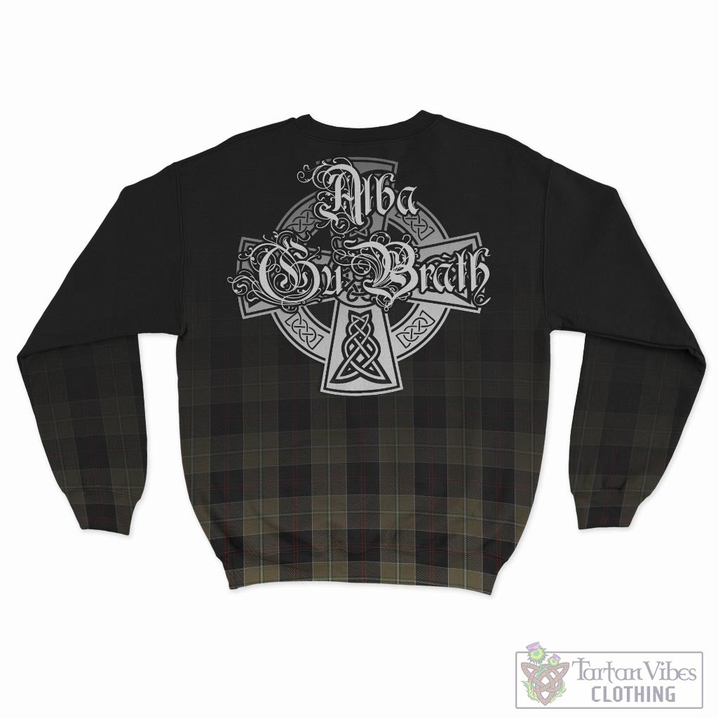 Tartan Vibes Clothing Dunlop Hunting Tartan Sweatshirt Featuring Alba Gu Brath Family Crest Celtic Inspired