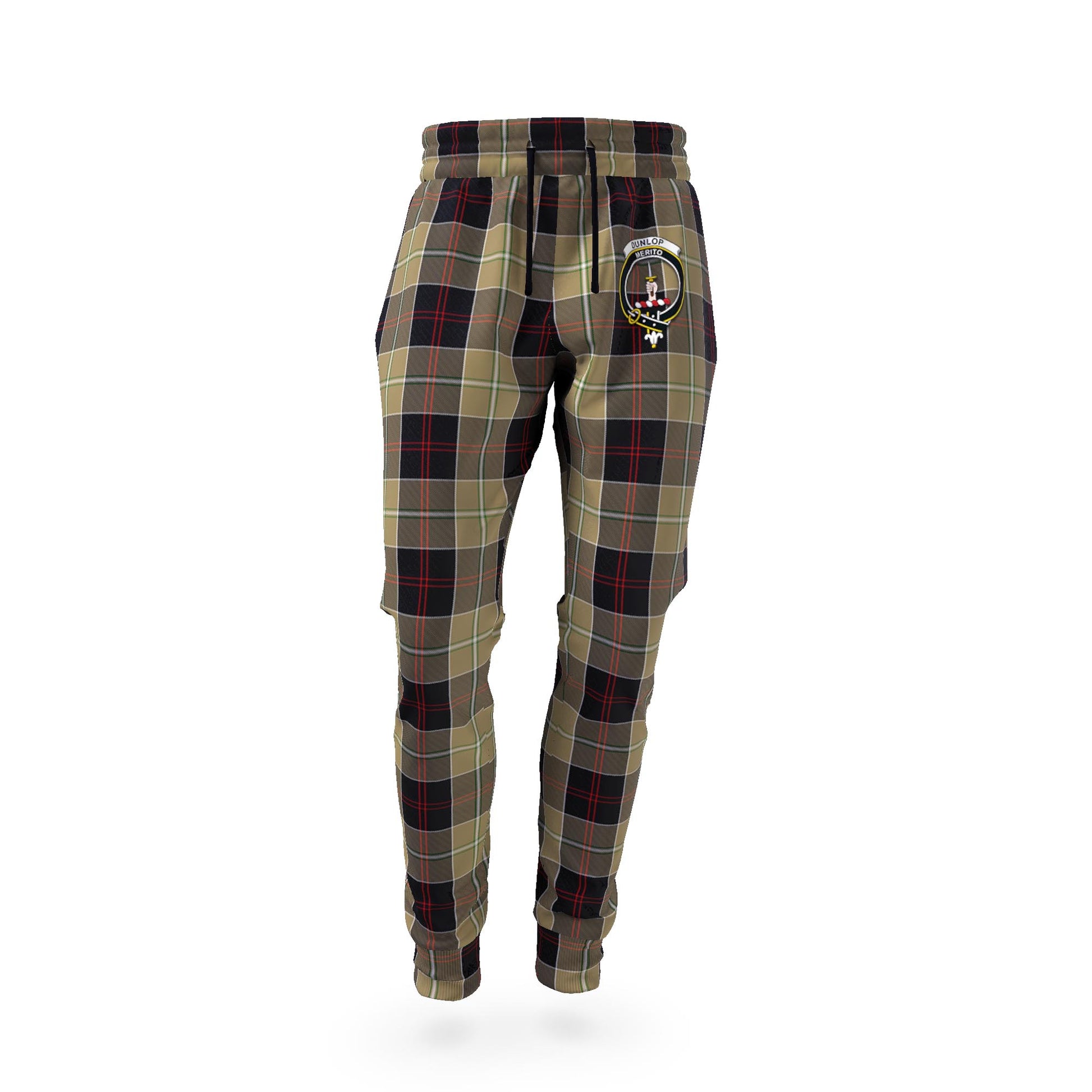 Dunlop Hunting Tartan Joggers Pants with Family Crest - Tartan Vibes Clothing