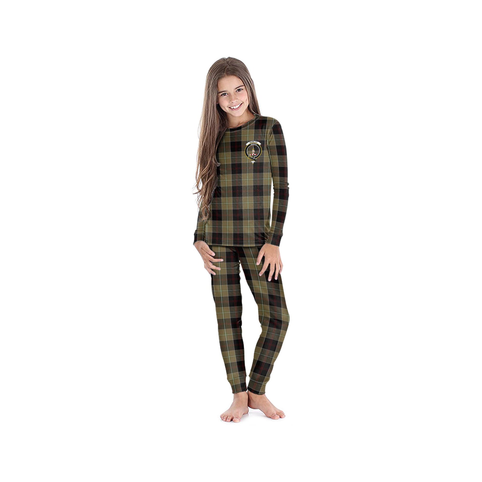 Dunlop Hunting Tartan Pajamas Family Set with Family Crest - Tartan Vibes Clothing