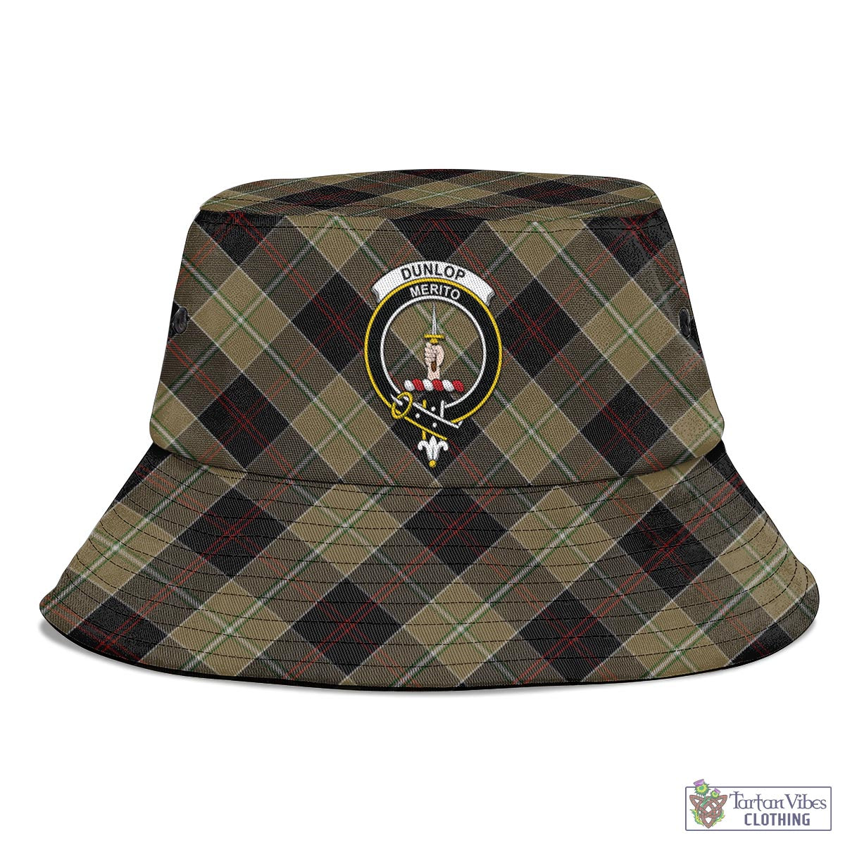 Tartan Vibes Clothing Dunlop Hunting Tartan Bucket Hat with Family Crest