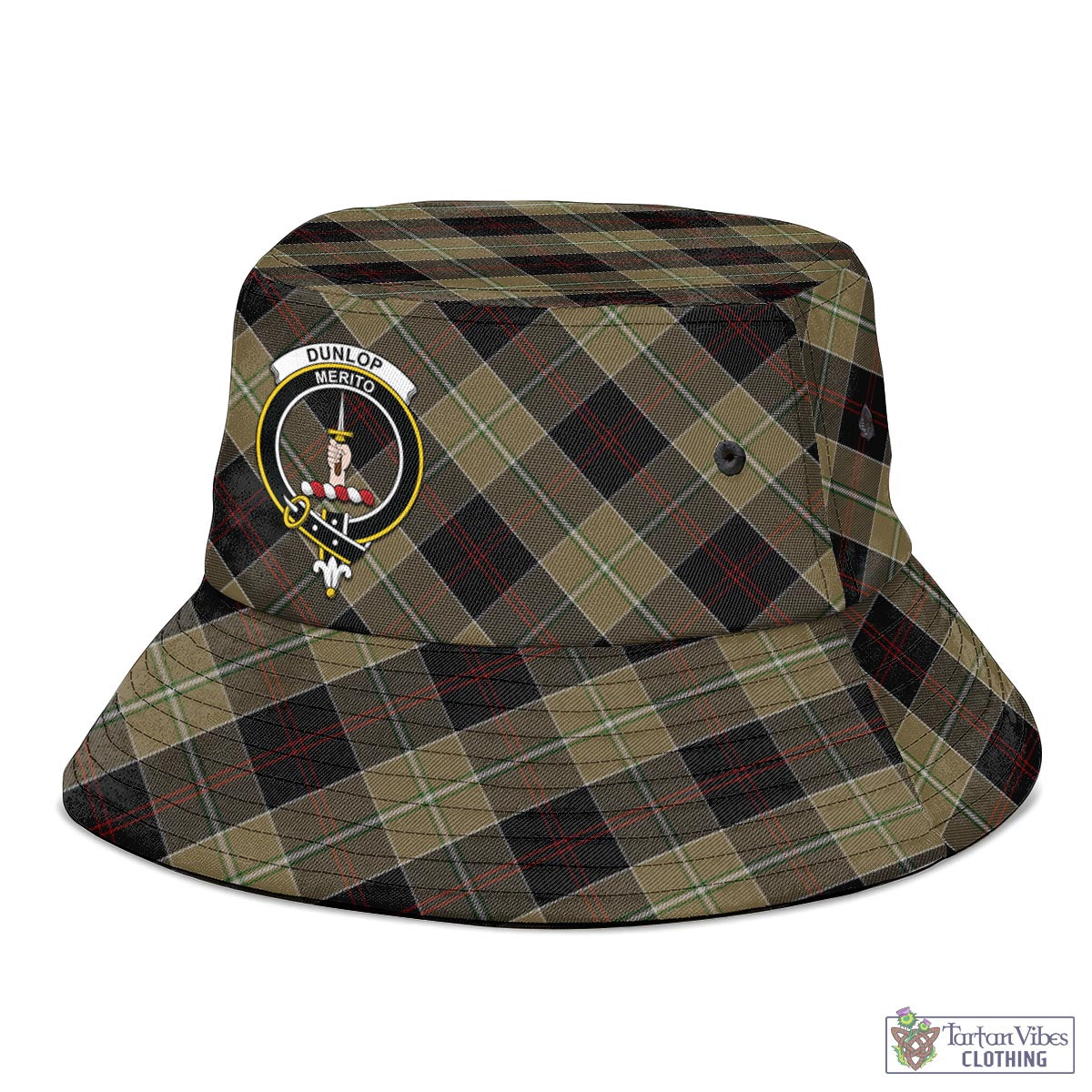 Tartan Vibes Clothing Dunlop Hunting Tartan Bucket Hat with Family Crest