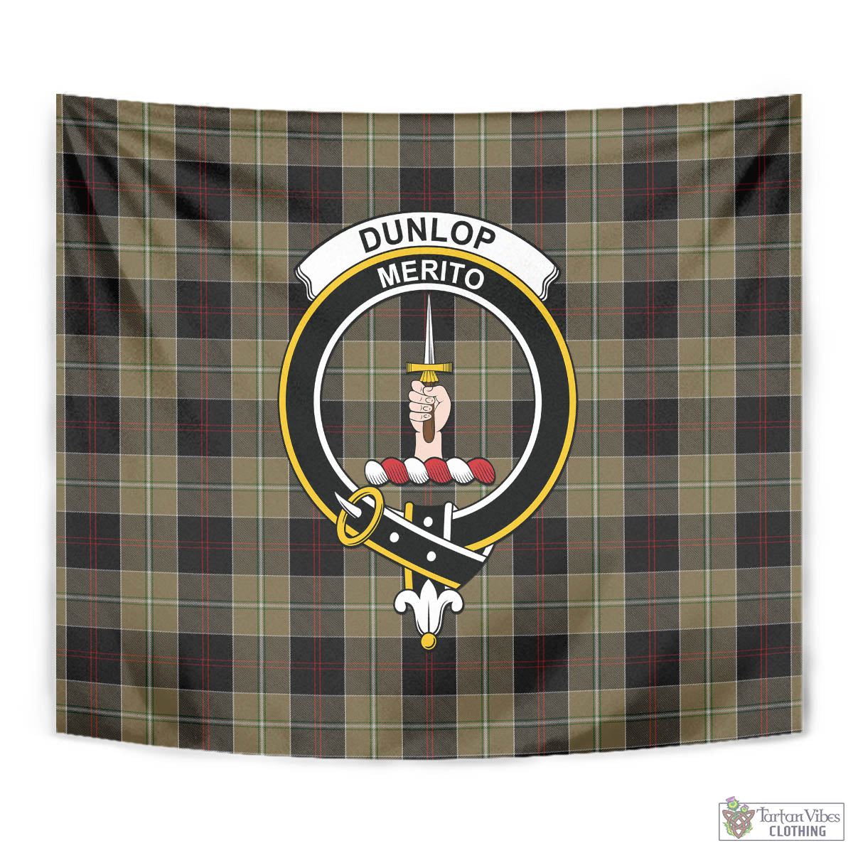 Dunlop Hunting Tartan Tapestry Wall Hanging and Home Decor for Room with  Family Crest