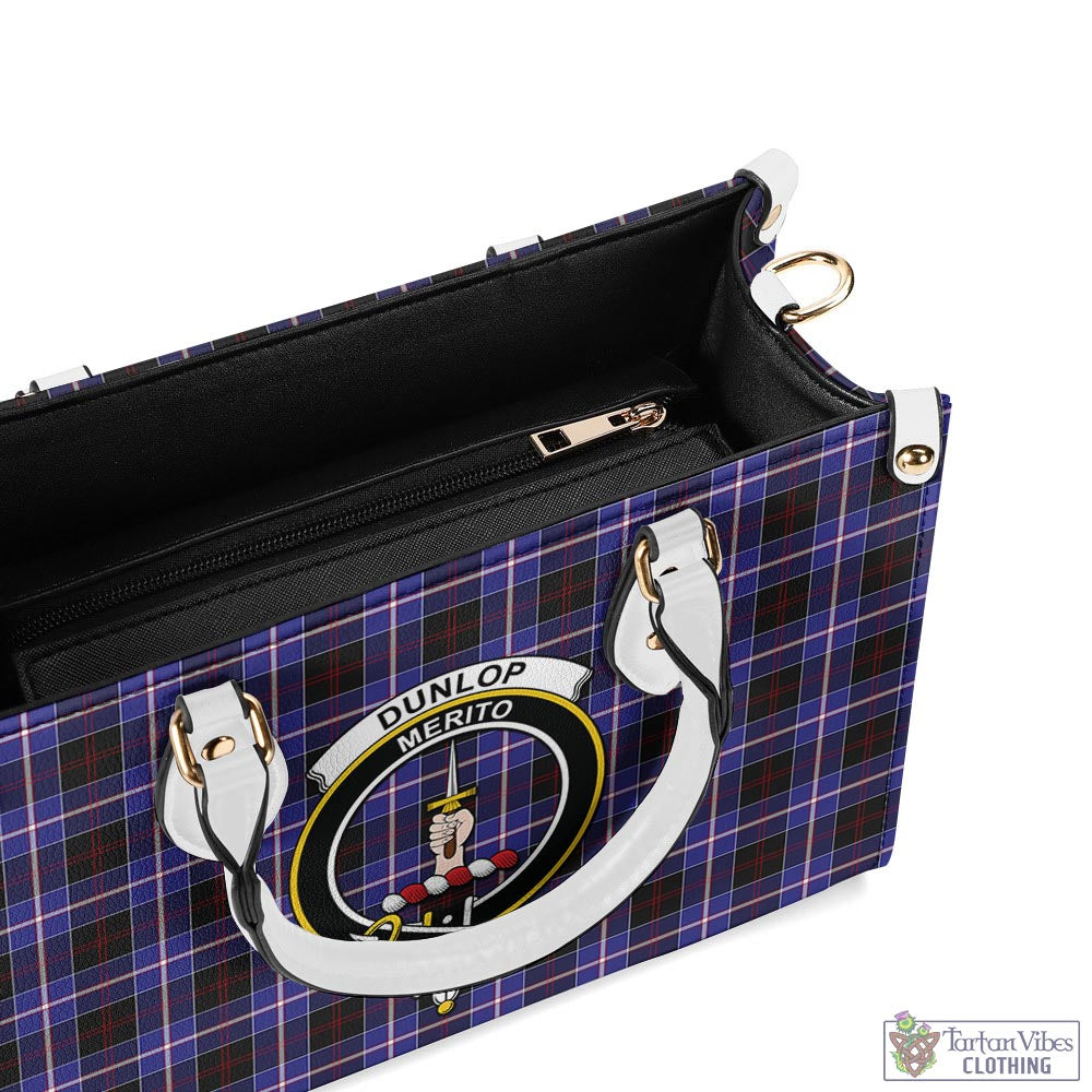 Tartan Vibes Clothing Dunlop Modern Tartan Luxury Leather Handbags with Family Crest