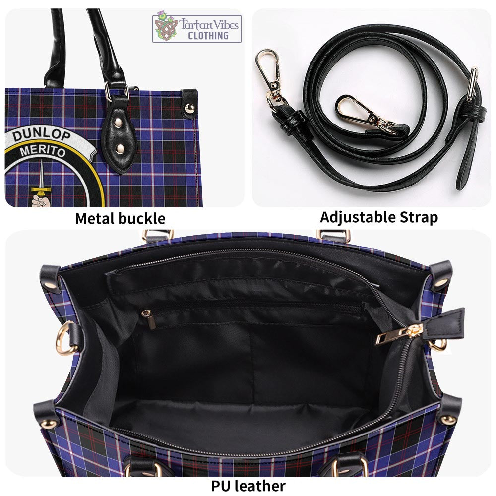 Tartan Vibes Clothing Dunlop Modern Tartan Luxury Leather Handbags with Family Crest