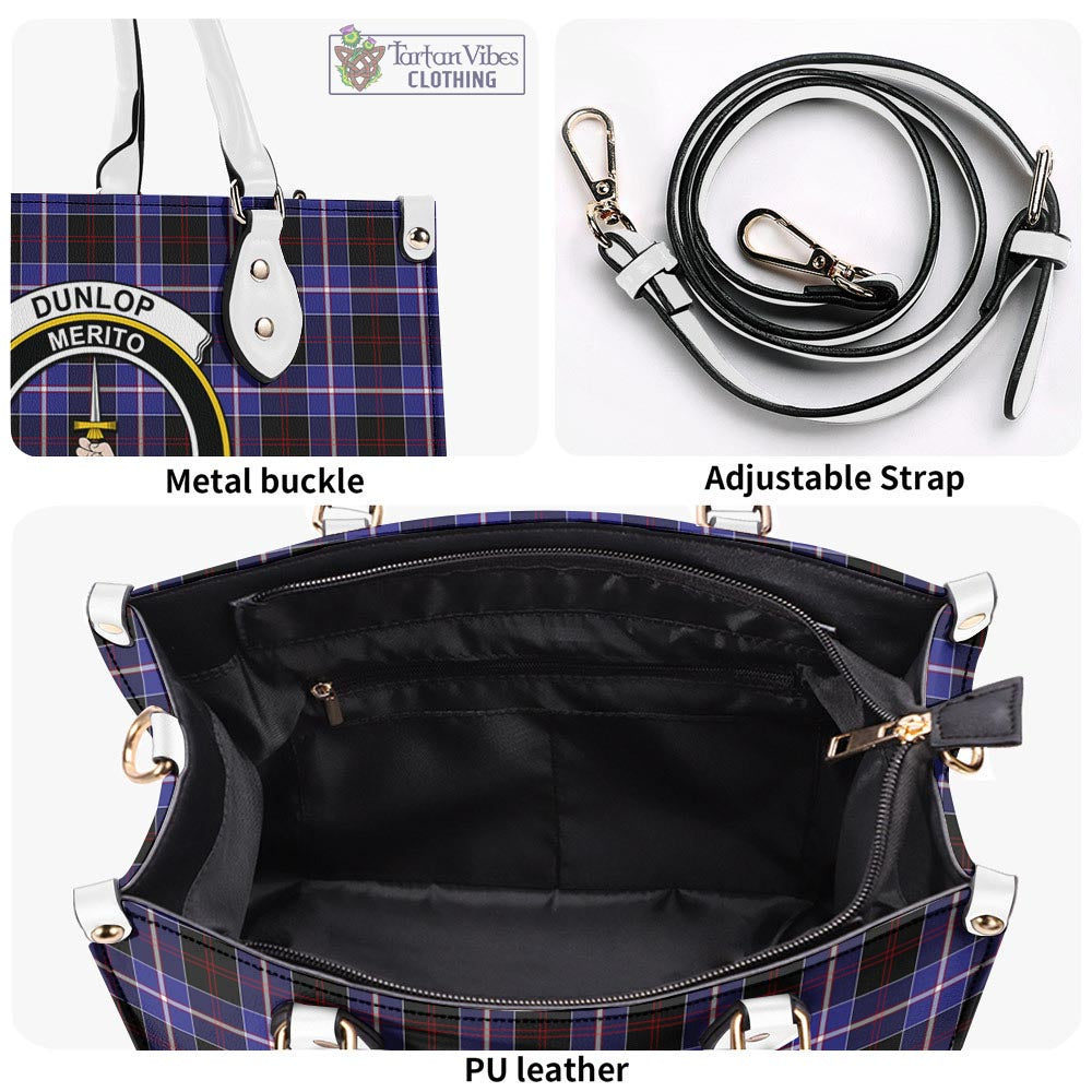 Tartan Vibes Clothing Dunlop Modern Tartan Luxury Leather Handbags with Family Crest