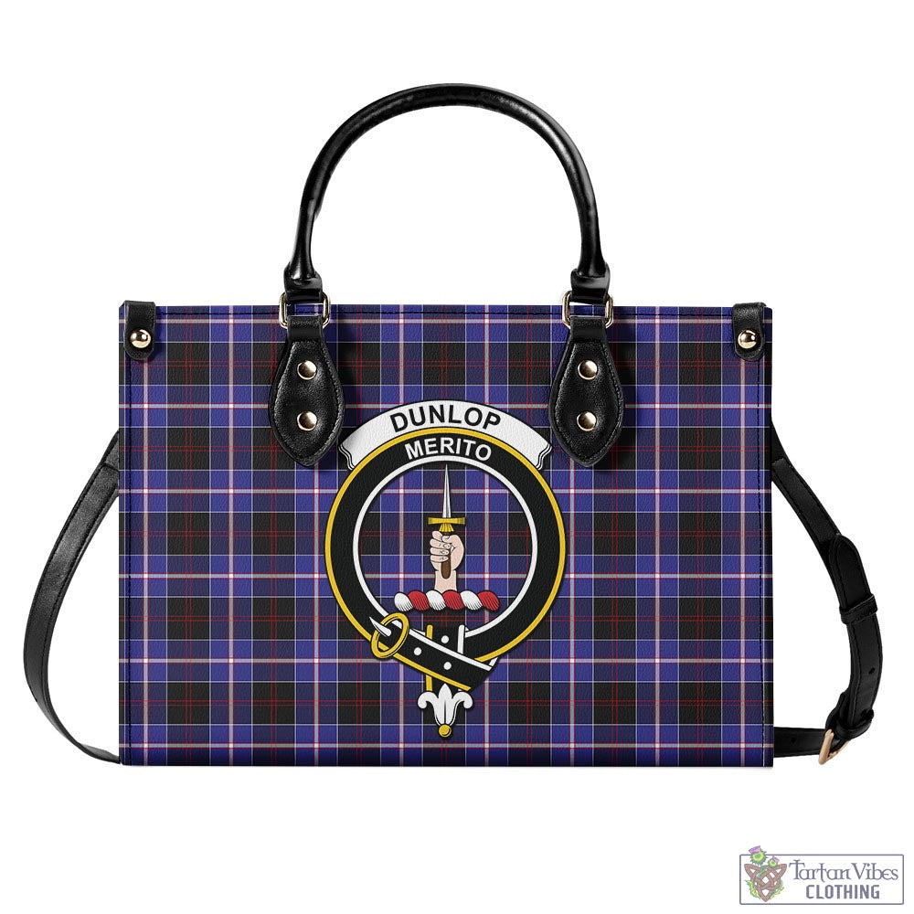 Tartan Vibes Clothing Dunlop Modern Tartan Luxury Leather Handbags with Family Crest