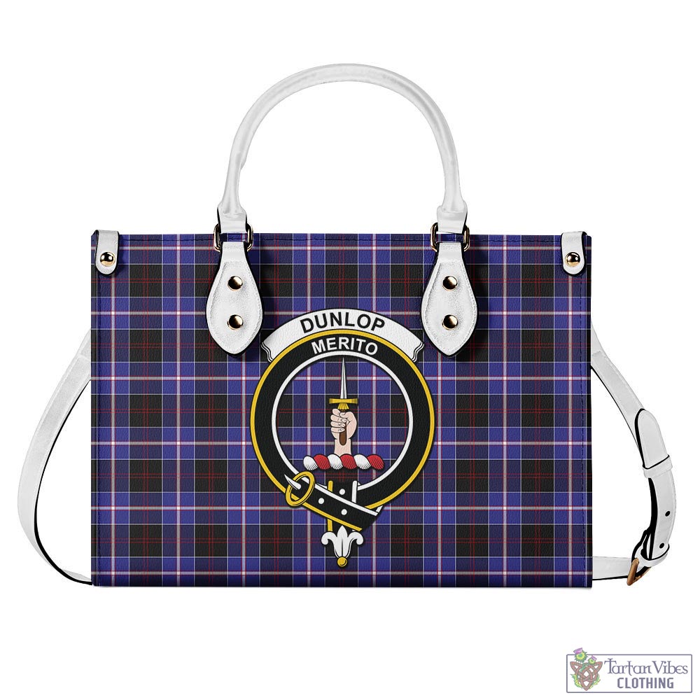 Tartan Vibes Clothing Dunlop Modern Tartan Luxury Leather Handbags with Family Crest