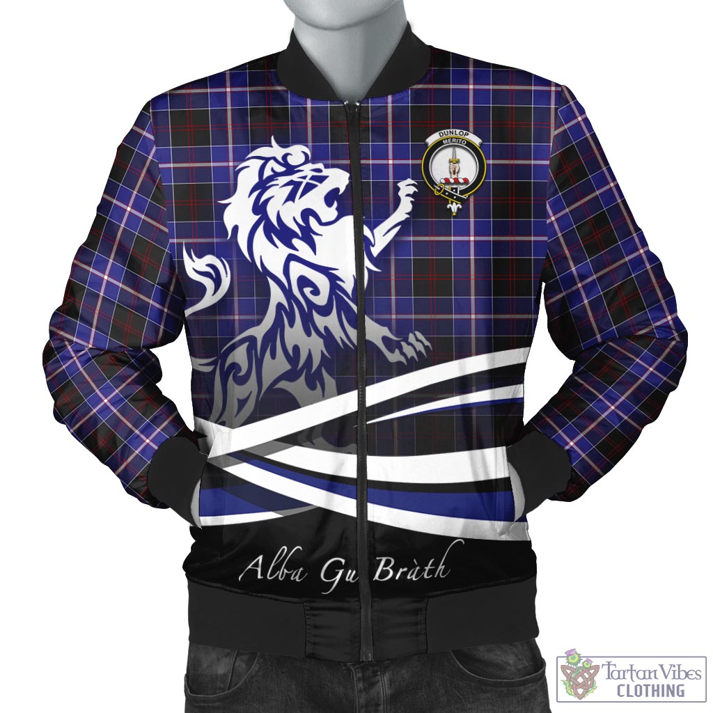 Tartan Vibes Clothing Dunlop Modern Tartan Bomber Jacket with Alba Gu Brath Regal Lion Emblem