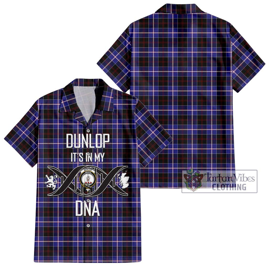 Dunlop Modern Tartan Short Sleeve Button Shirt with Family Crest DNA In Me Style Kid - Tartanvibesclothing Shop