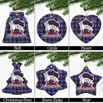 Dunlop Modern Tartan Christmas Ornaments with Scottish Gnome Playing Bagpipes