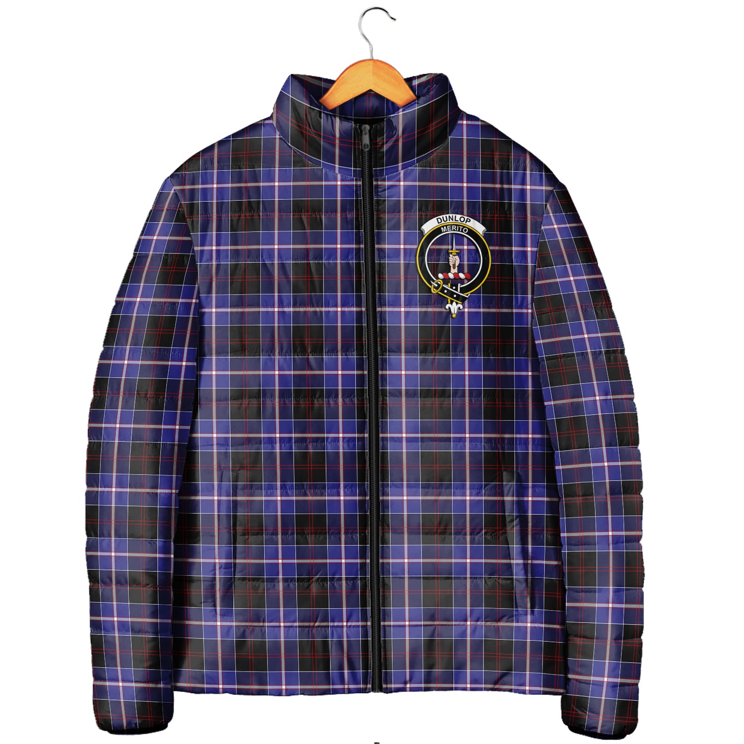 Dunlop Modern Tartan Padded Jacket with Family Crest - Tartanvibesclothing