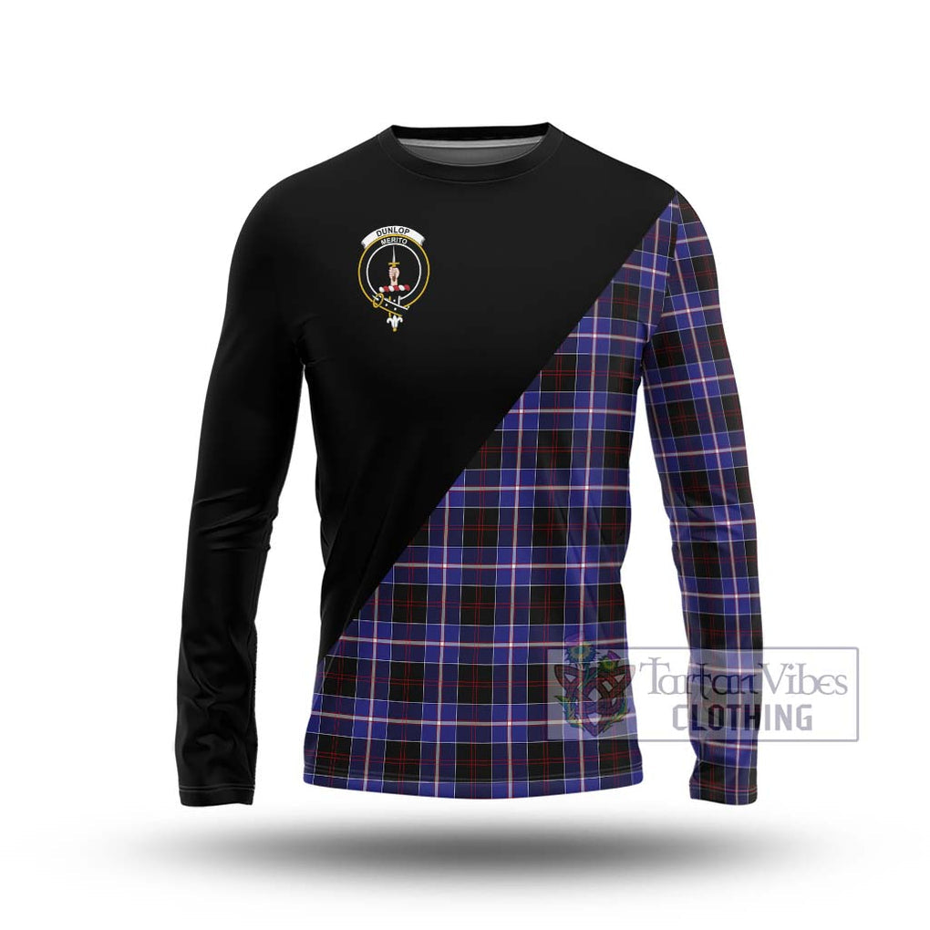 Dunlop Modern Tartan Long Sleeve T-Shirt with Family Crest and Military Logo Style Unisex - Tartanvibesclothing Shop