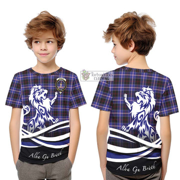 Dunlop Modern Tartan Kid T-Shirt with Alba Gu Brath Regal Lion Emblem