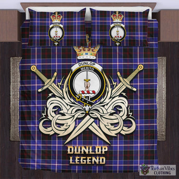 Dunlop Modern Tartan Bedding Set with Clan Crest and the Golden Sword of Courageous Legacy