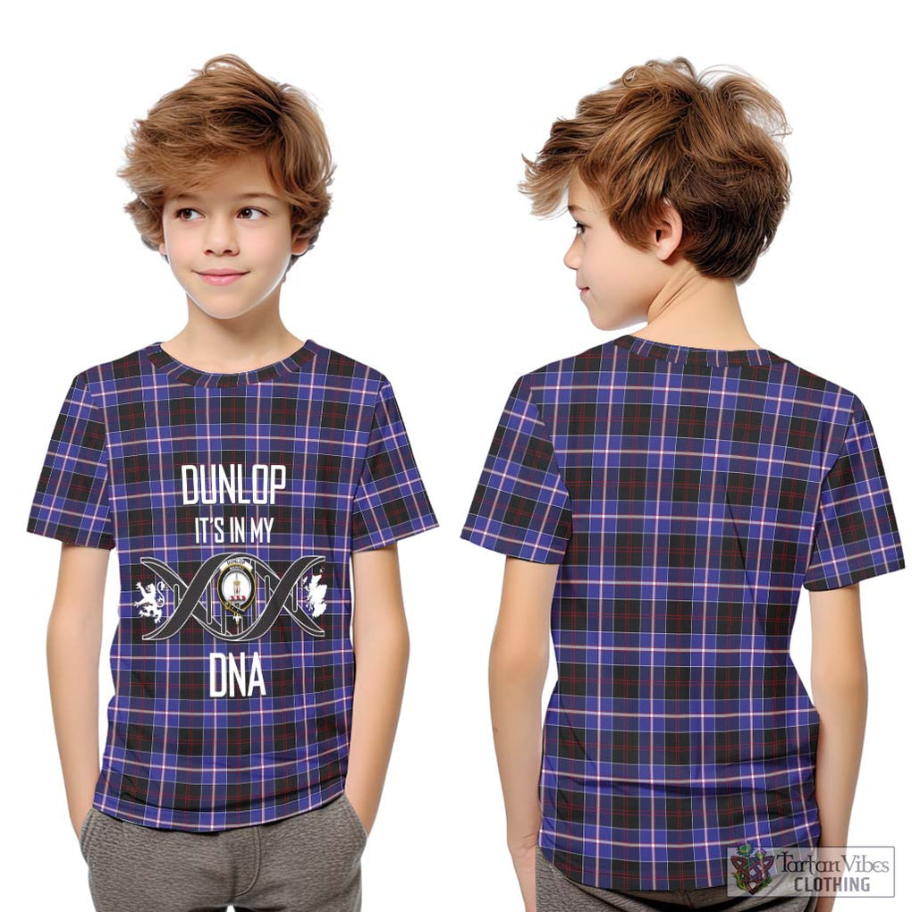 Dunlop Modern Tartan Kid T-Shirt with Family Crest DNA In Me Style Youth XL Size14 - Tartanvibesclothing Shop