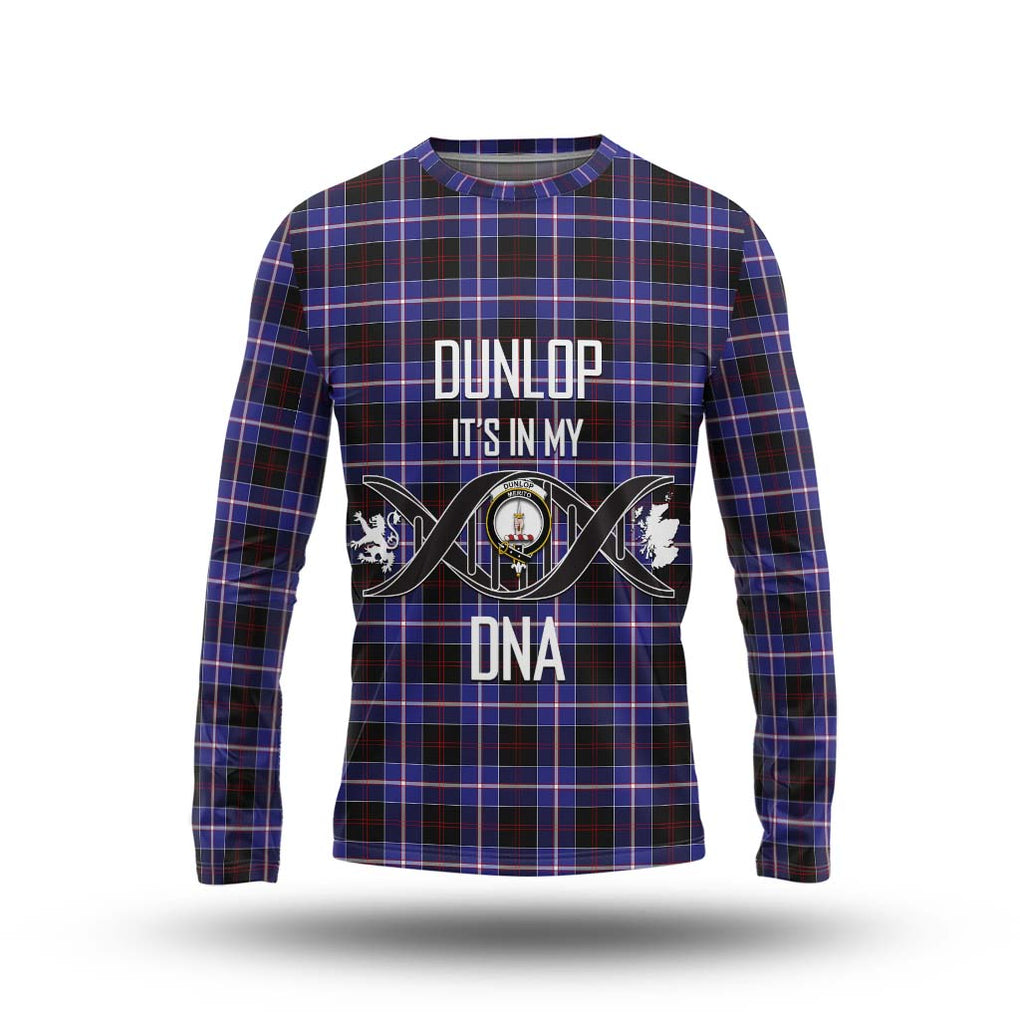 Dunlop Modern Tartan Long Sleeve T-Shirt with Family Crest DNA In Me Style Unisex - Tartanvibesclothing Shop