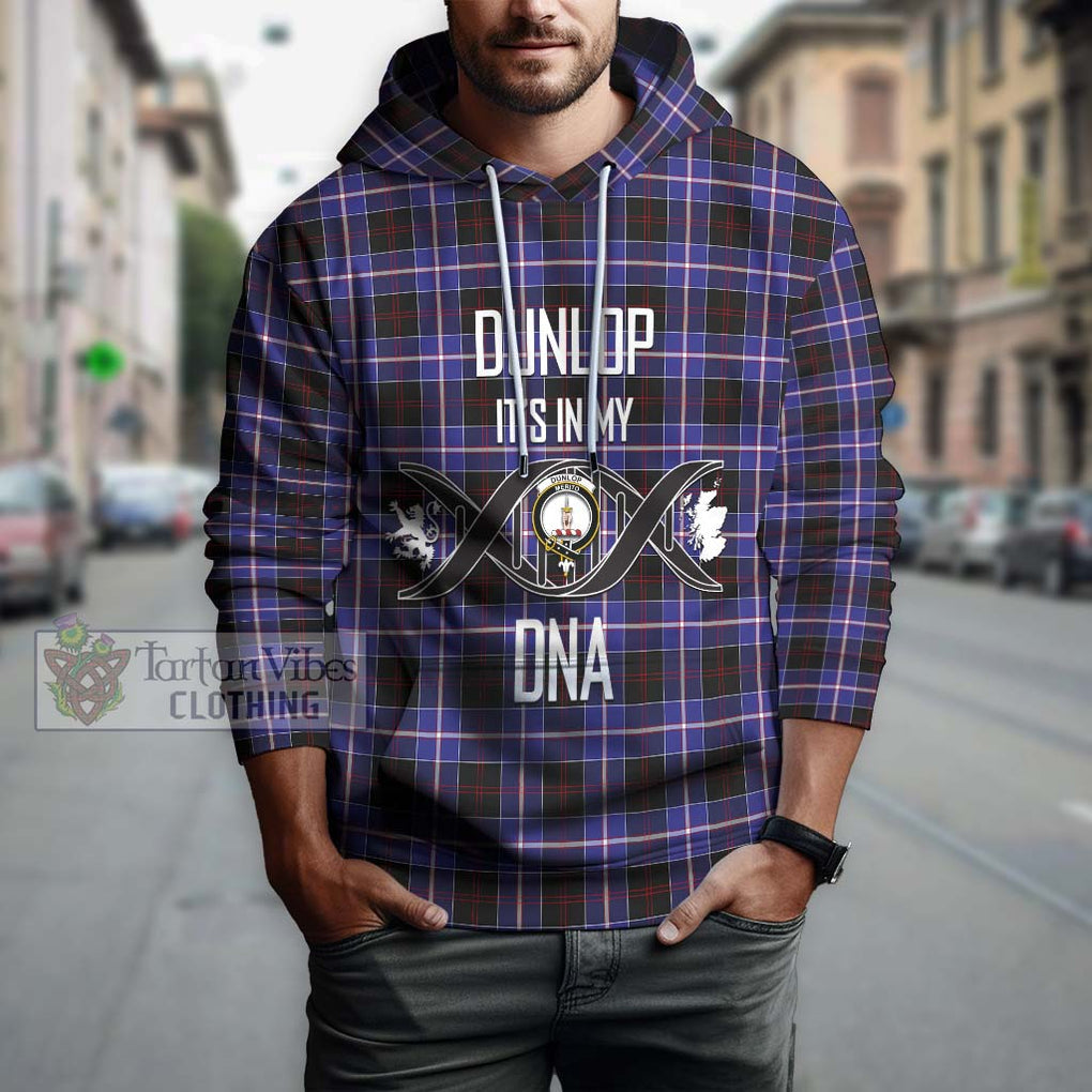 Dunlop Modern Tartan Hoodie with Family Crest DNA In Me Style Pullover Hoodie - Tartanvibesclothing Shop