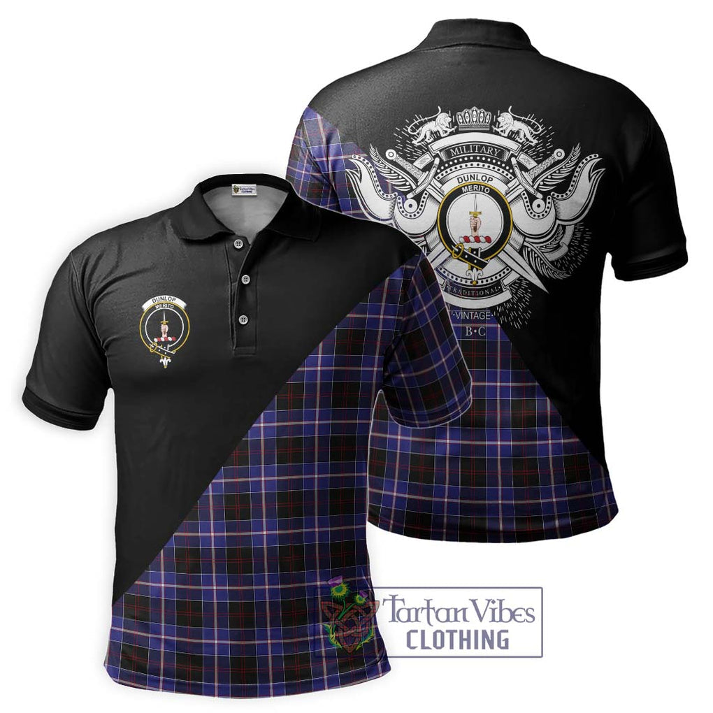 Dunlop Modern Tartan Polo Shirt with Family Crest and Military Logo Style Kid - Tartanvibesclothing Shop