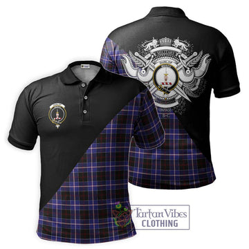 Dunlop Modern Tartan Polo Shirt with Family Crest and Military Logo Style