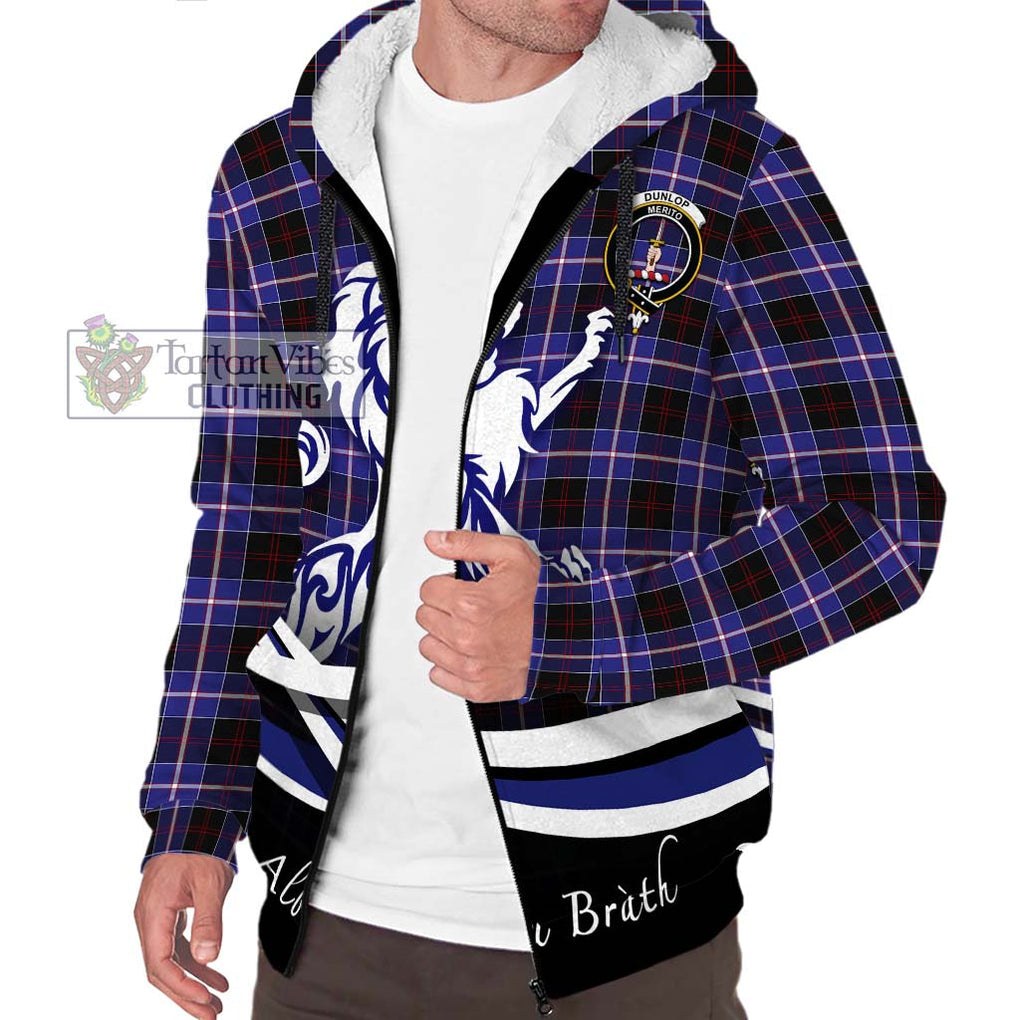 Dunlop Modern Tartan Sherpa Hoodie with Alba Gu Brath Regal Lion Emblem Unisex S - Tartanvibesclothing Shop