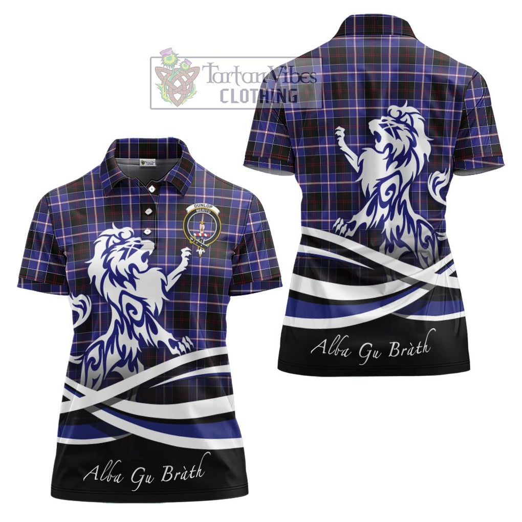 Dunlop Modern Tartan Women's Polo Shirt with Alba Gu Brath Regal Lion Emblem Women - Tartanvibesclothing Shop